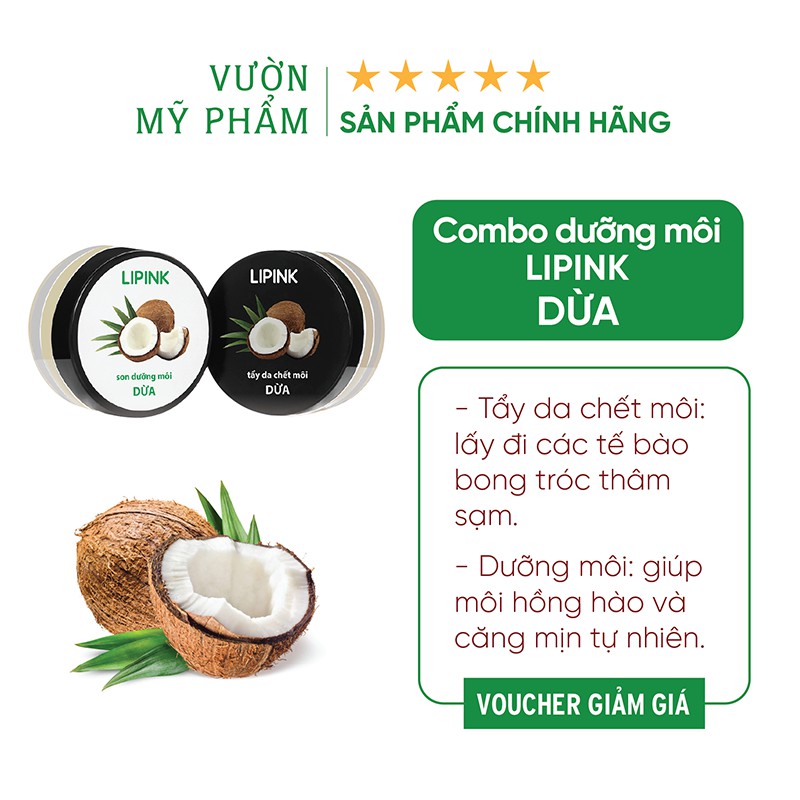 Son dưỡng môi combo LIPINK -  Son dưỡng môi mềm mịn, Tẩy da chết môi nhẹ nhàng