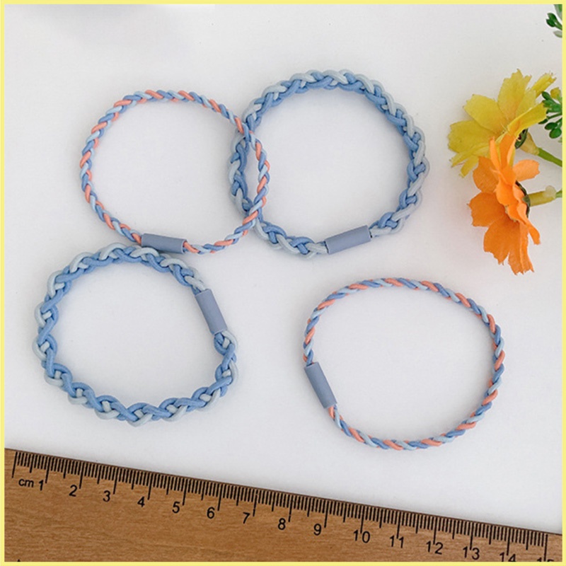 Set 4 Dây Cột Tóc Xoắn Co Dãn Nhiều Màu Phong Cách Hàn Quốc Dễ Thương Hanada K6-T006