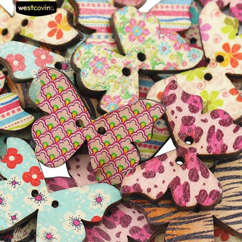 Set 50 nút áo gỗ 2 lỗ hình bướm chuyên dùng cho thợ may