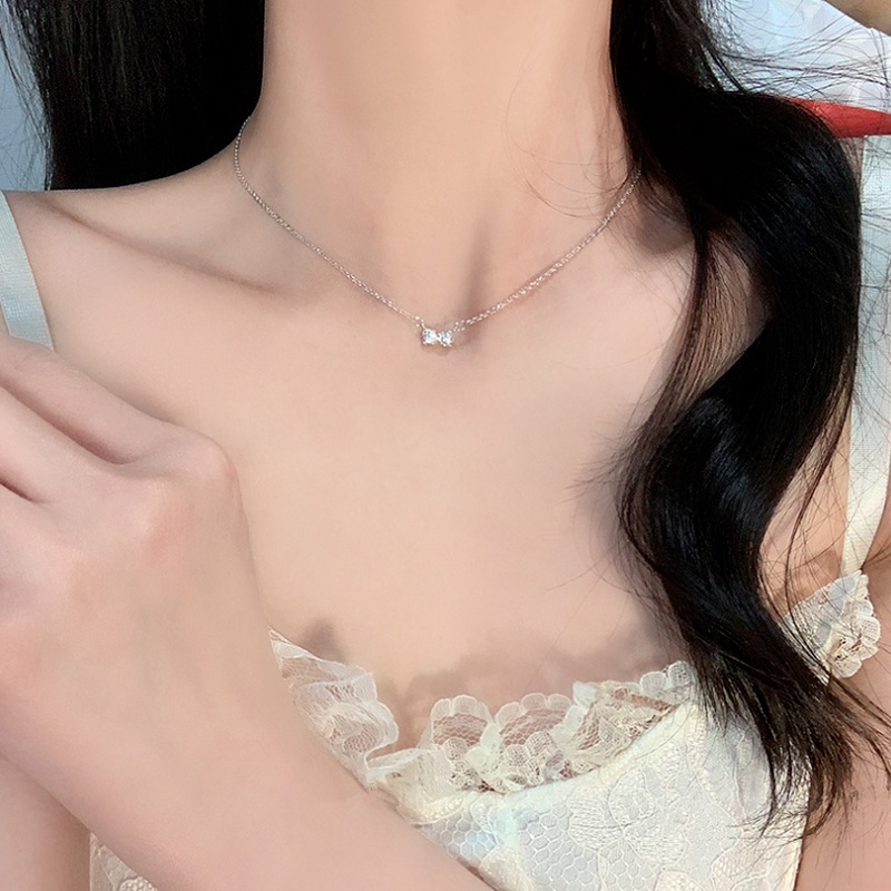 Vòng cổ Mặt Nơ Pha Lê Dễ Thương Thời Trang Cho Nữ