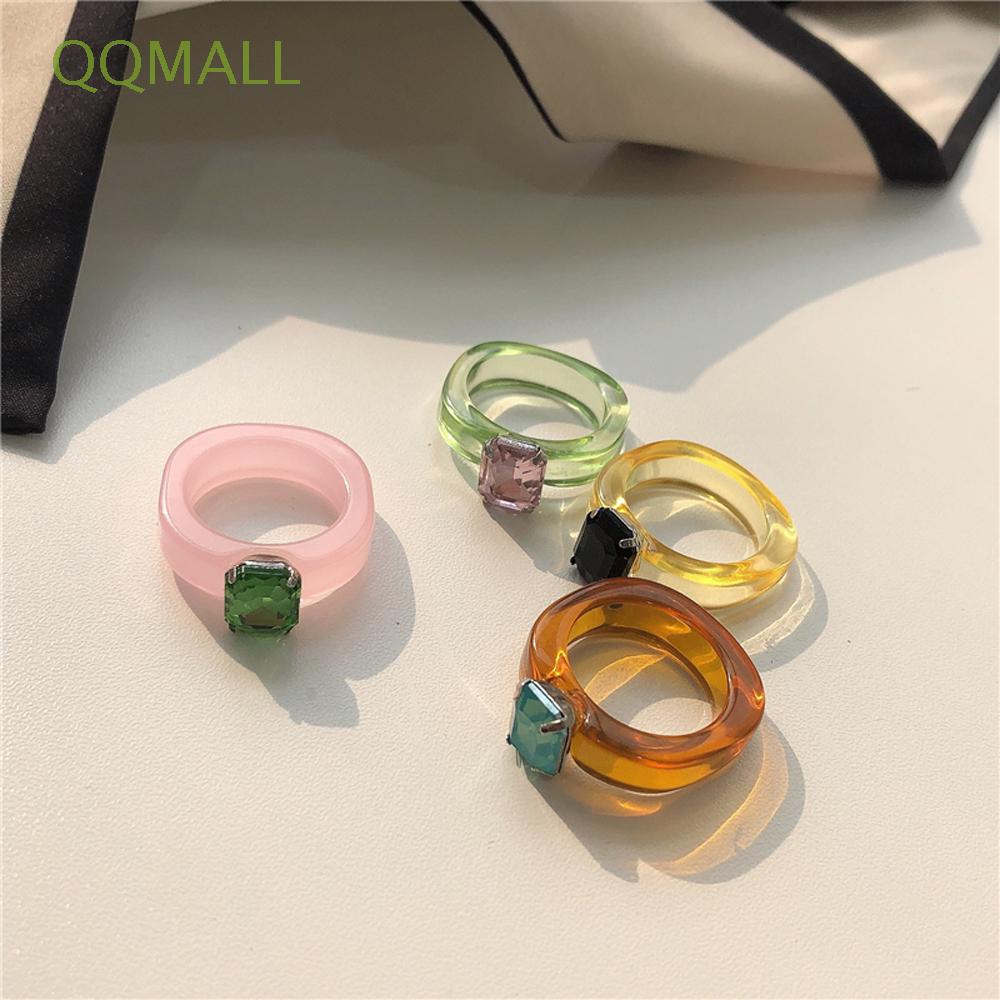 Nhẫn Resin Trong Suốt Kiểu Dáng Hình Học/Hình Học Nhiều Màu Phong Cách Retro Thanh Lịch Cho Nữ