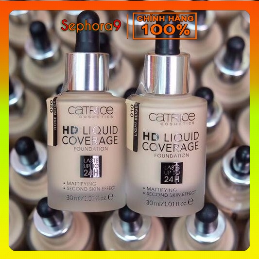 Kem nền kiềm dầu Catrice HD 24h Liquid Coverage Foundation che phủ tốt