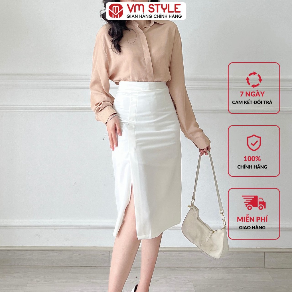 Chân váy dài VMSTYLE chữ A trơn xẻ bên 07191 CVD00010