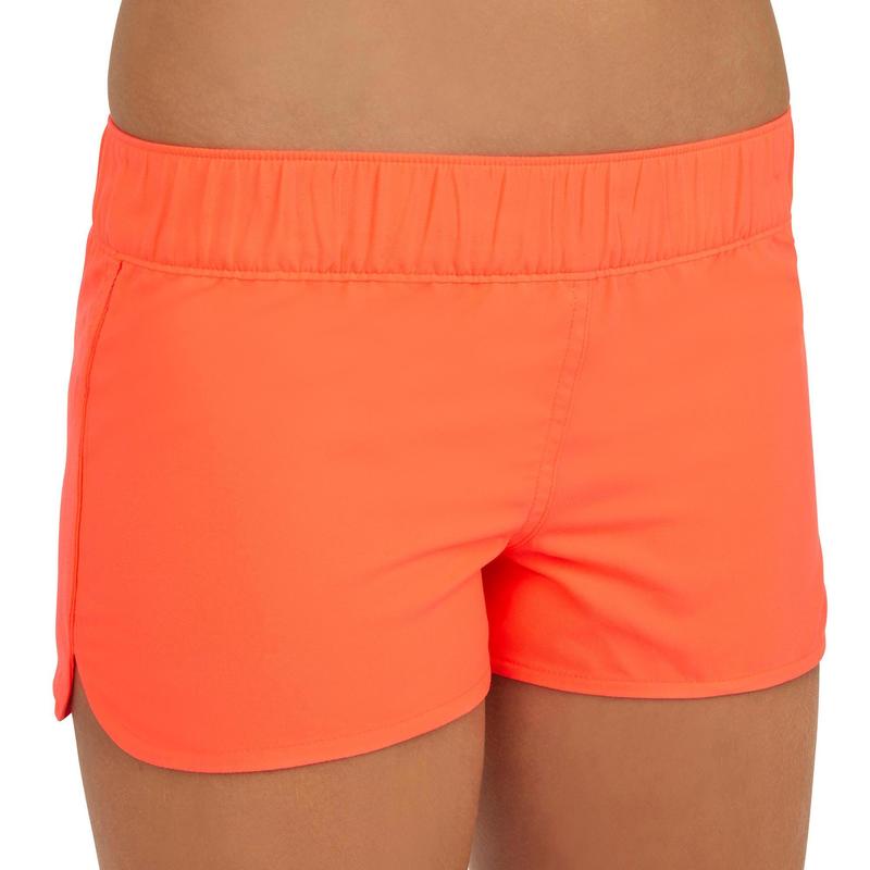 Quần short lướt ván Decathlon OLAIAN cho bé gái - San hô neon