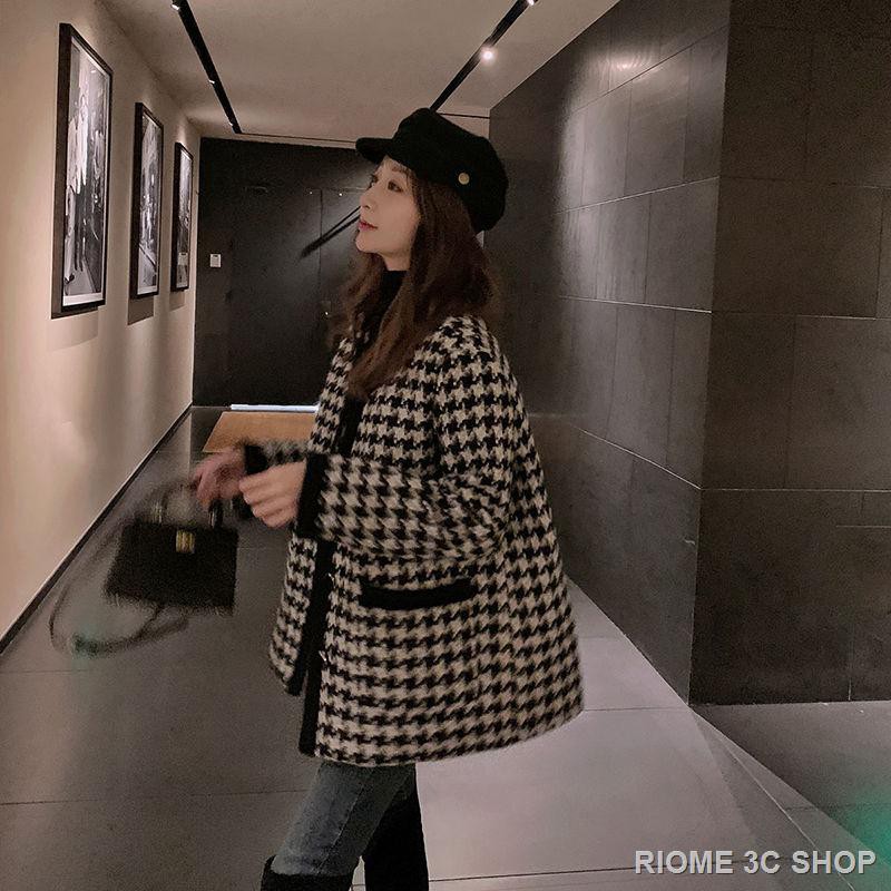 Áo Khoác Len Kẻ Sọc Caro Trắng Đen Thời Trang Cho Nữ | BigBuy360 - bigbuy360.vn