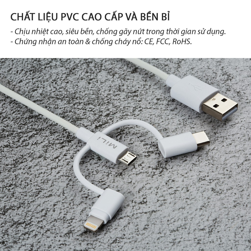 Cáp 3in1 MiLi - HI-L31 màu trắng