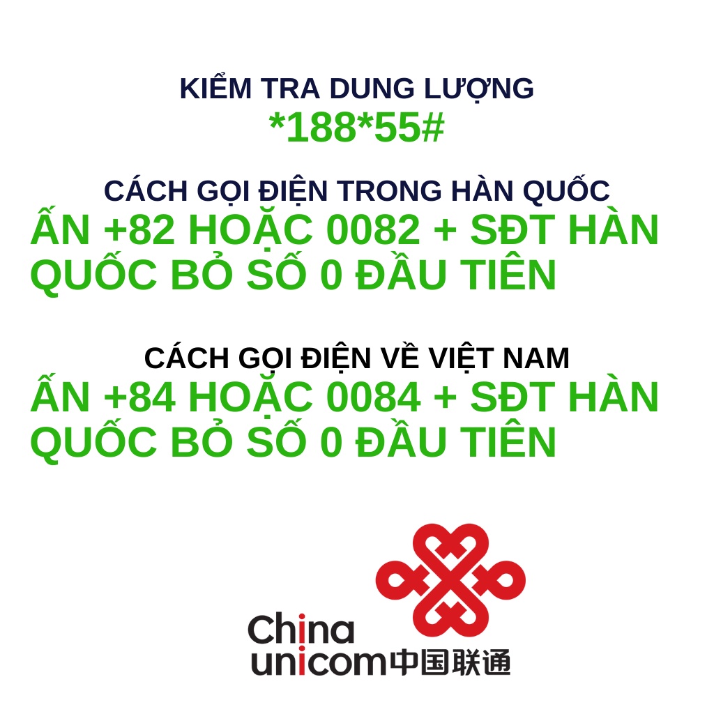 [Miễn phí 20p gọi] Sim du lịch Hàn quốc dung lượng cao kèm nghe gọi hãng China Unicom