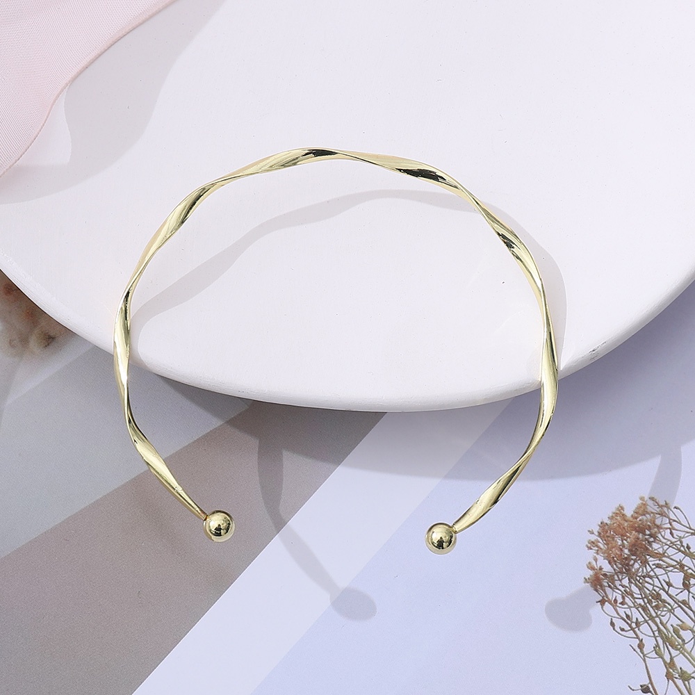 Vòng tay hở kiểu dáng lượn sóng màu trơn sang trọng đơn giản thanh lịch