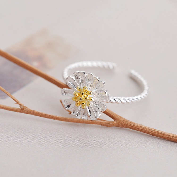 Nhẫn nữ hoa cúc họa mi nhỏ xinh, bạc S925 - N69