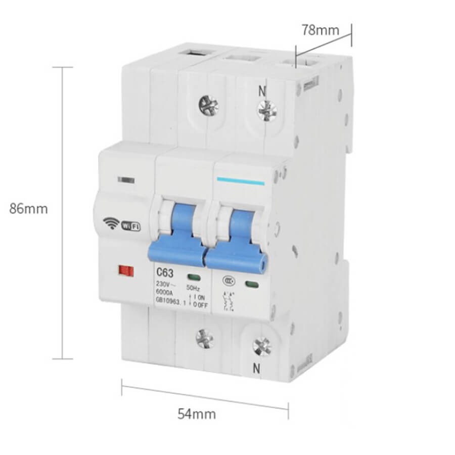 Aptomat 20A Điều Khiển Qua Wifi 1 Pha/2P