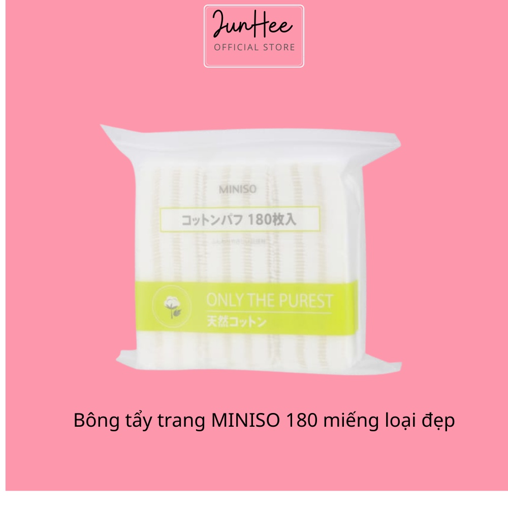 [180 MIẾNG] Bông tẩy trang Miniso Nhật Bản, 100% cotton Hàng chính hãng