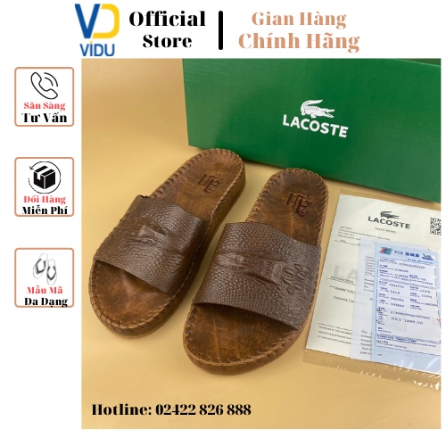 Dép da nam thời trang ViDu 21128 màu nâu chất lượng da bò nguyên tấm đế khâu siêu bên, cực nhẹ