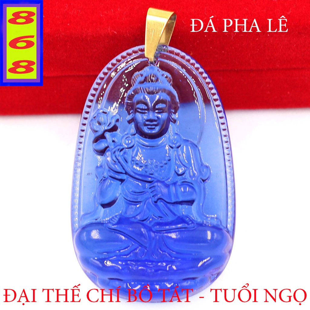 Mặt Dây Chuyền Phật Đại Thế Chí Bồ Tát Pha Lê 3.6cm kèm vòng cổ dây dù đen - Tặng Kèm Móc Inox