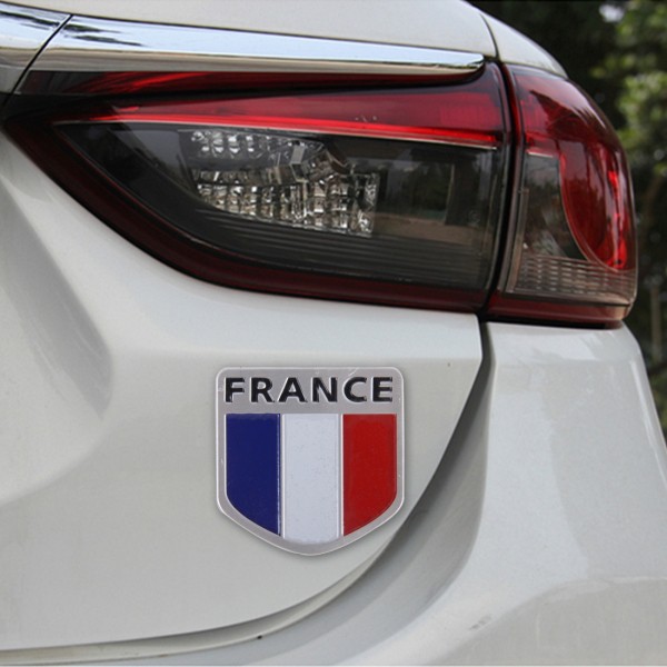 Tem Cờ FRANCE Nước Pháp Hợp Kim Nhôm Dán Trang Trí Xe Hơi