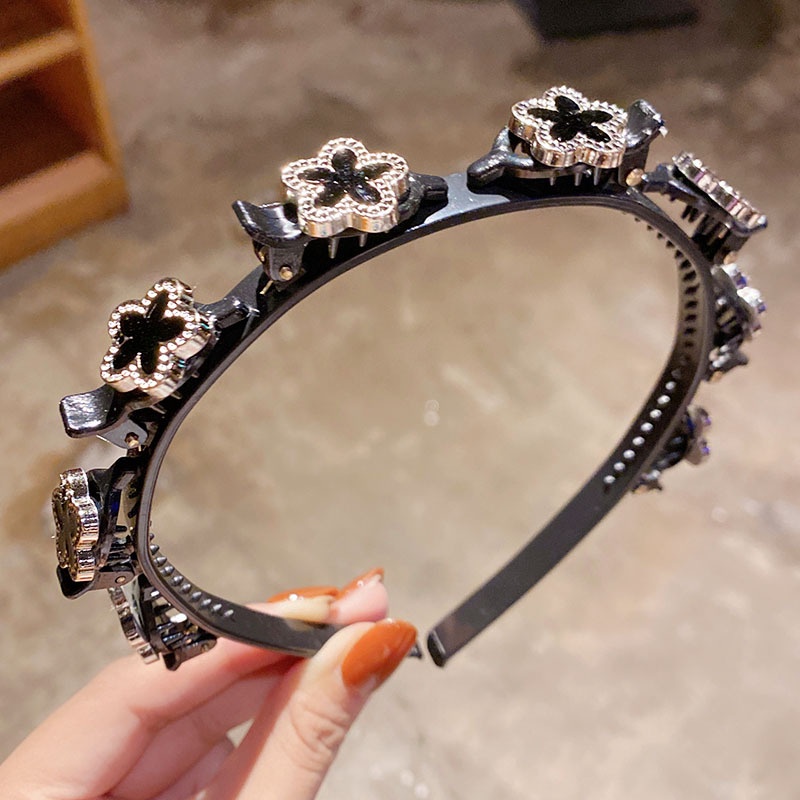 Fashion Rhinestone Braided Hair Band Sweet Girl With Bangs Fixed Head Band Hair Band Hair Accessory YUE