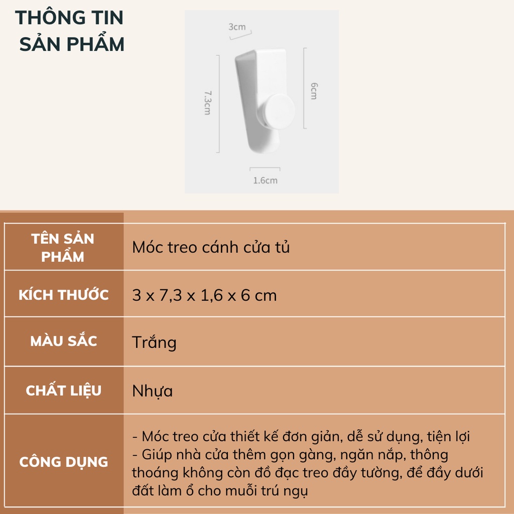 Móc nhựa treo cánh tủ tiết kiệm không gian DECOSA