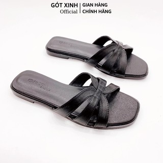 Dép quai ngang nữ GÓT XINH D41 chất da lì mềm