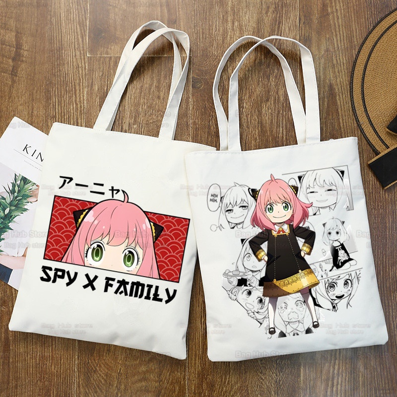 Anya Smug Túi vải Ulzzang Hoạt Hình Nhật Bản Spy X Family Phong Cách Harajuku Ulzzang Eco Cho Nữ