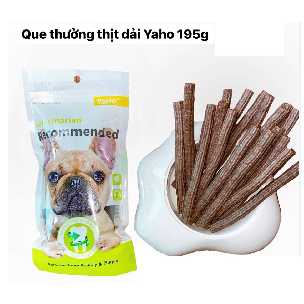 Bánh thưởng yaho que thịt dải làm sạch răng thú cưng (dạng thịt cuốn thơm ngon) 195g