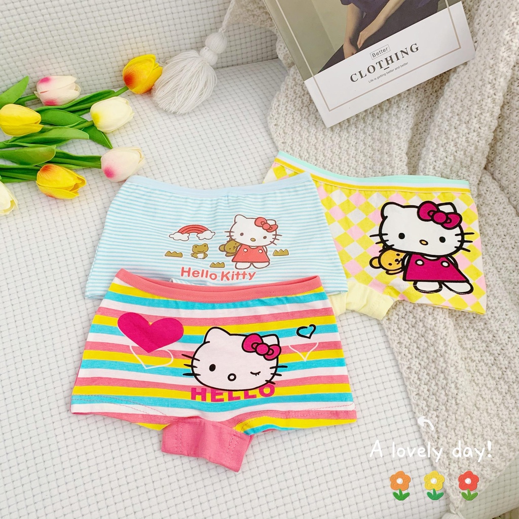 Quần chip bé gái, quần lót đùi trẻ em cotton cao cấp mềm mịn họa tiết công chúa, mickey, hellokitty, pony