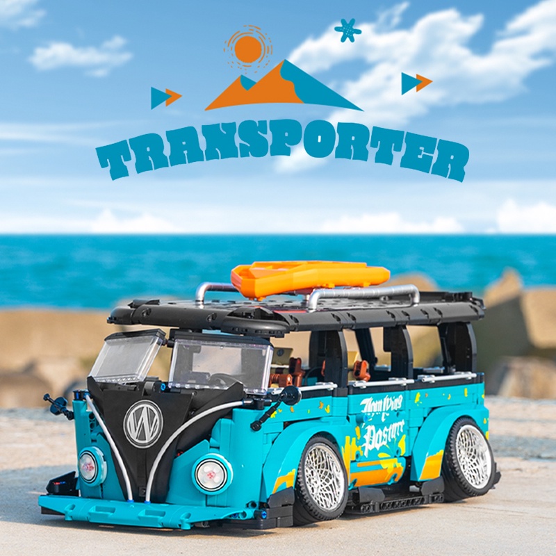 Đồ chơi Lắp ráp Mô hình Siêu xe MOC Volkswagen T1 Camper Van Car Building Blocks Technical 1:10 10510