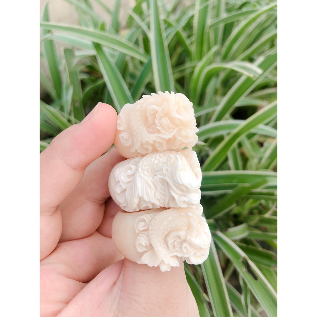 NHẪN XƯƠNG MỸ NGHỆ HÌNH CÁ CHÉP HÓA RỒNG _ XƯƠNG THẬT