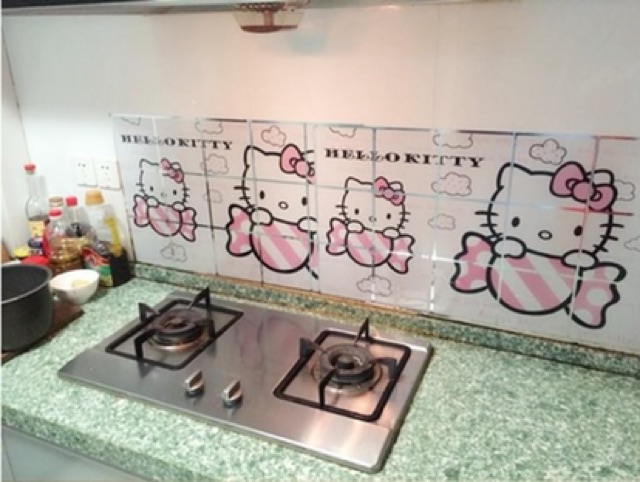 DECAL DÁN TƯỜNG CHỐNG DẦU HELLO KITTY