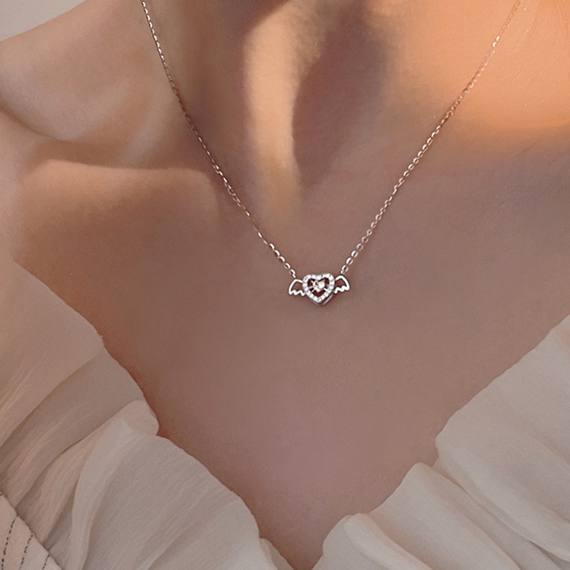 Vòng cổ Mặt Trái Tim Và Đôi Cánh Thiên Thần Đính Đá Pha Lê Dành Cho Nữ