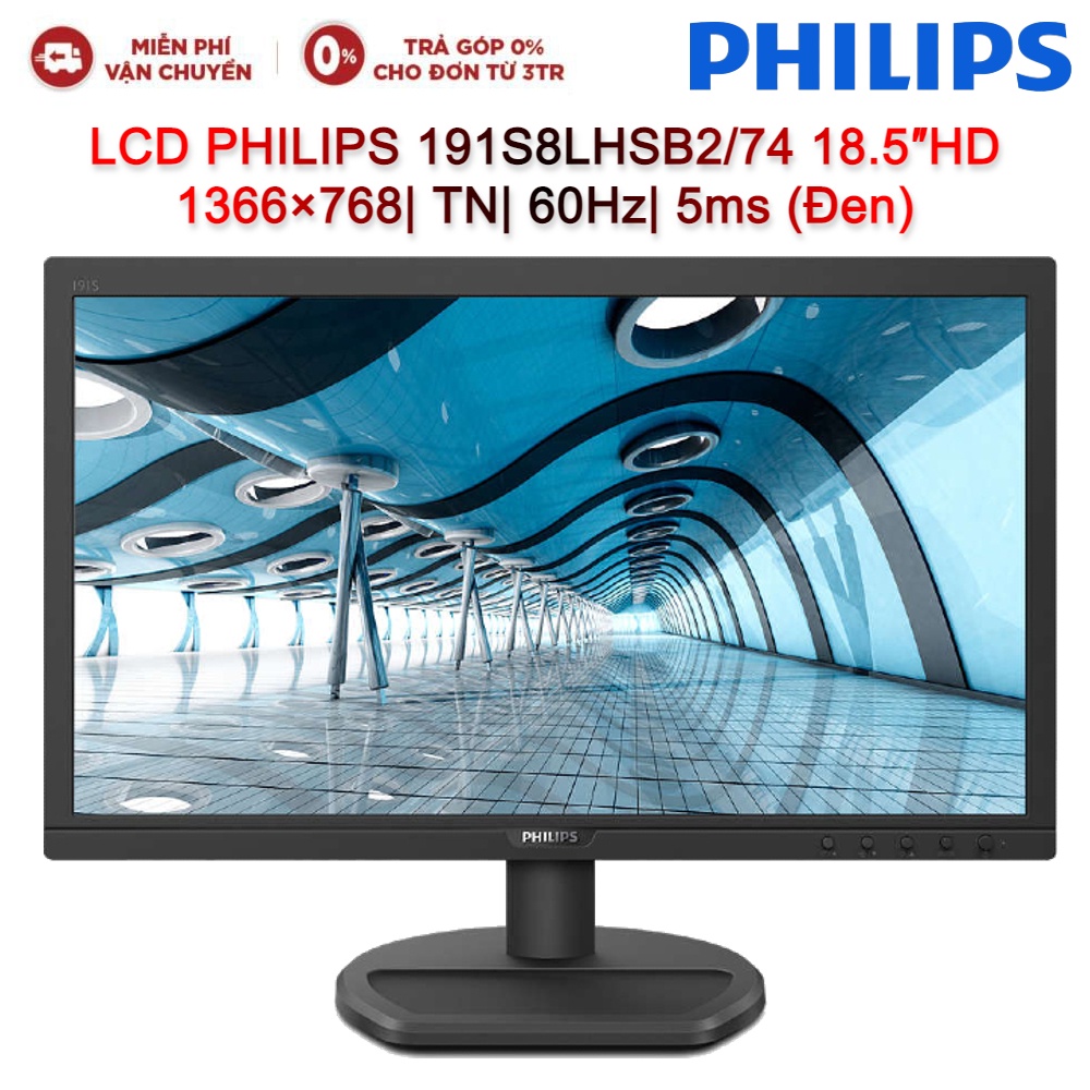 Màn hình máy tính LCD PHILIPS 191S8LHSB2/74 18.5″HD 1366×768| TN| 60Hz| 5ms (Đen)