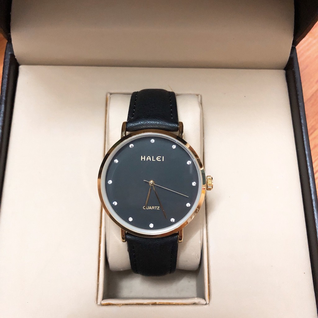 Cặp đồng hồ nam nữ HALEI máy Nhật chính hãng mặt tròn 39mm 28mm dây da cao cấp chống xước chống nước tuyệt đối HL542 | BigBuy360 - bigbuy360.vn
