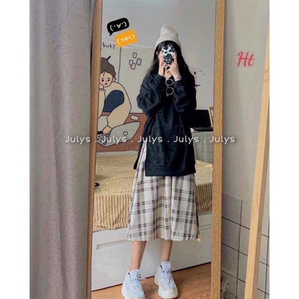 Áo nỉ dài tay xẻ tà lệch bên Ht