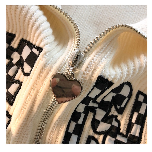 Áo Sweater Nhung Kẻ Dáng Rộng In Chữ Thời Trang Mùa Thu Dành Cho Nữ