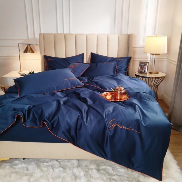 Bộ Chăn Ga Gối Lụa Tencel Sumoi Xanh Than ( CHĂN KÈM RUỘT )