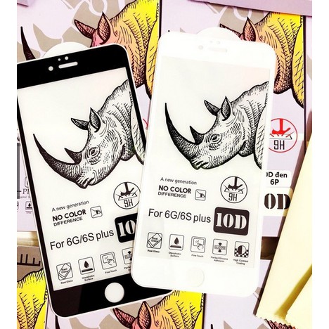 Kính cường lực FULL MÀN 10D Tê Giác cho iPhone 6 đến 11 Pro Max