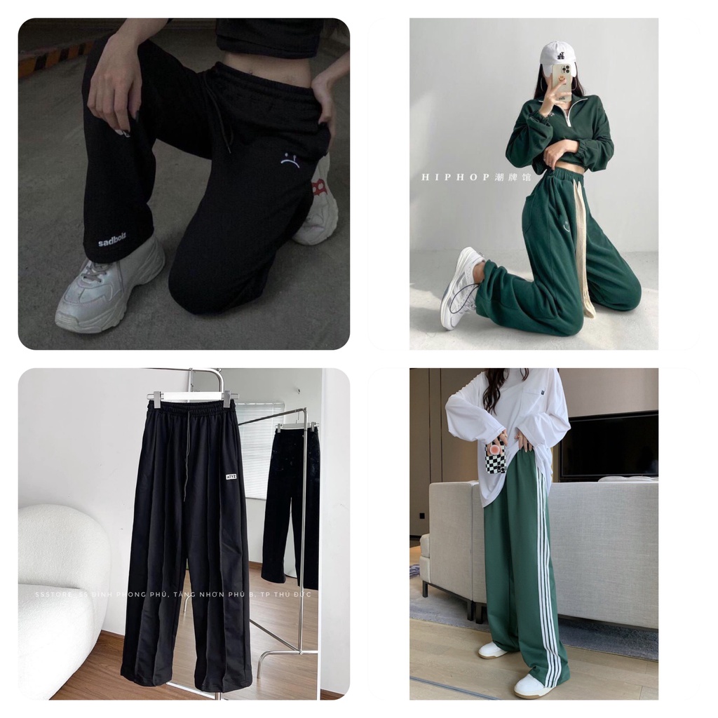Quần Ống Rộng Sadboiz Hình Thêu Unisex, Quầnn Simple Dành Cho Nam Nữ Cạp Chun Vải Co Giãn Dày Dặn Mặc 4 Mùa