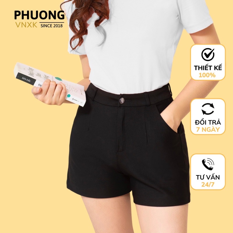 Quần sooc nữ ( quần short nữ) chất  Umi Hàn cao cấp co giãn 4 chiều cạp cúc