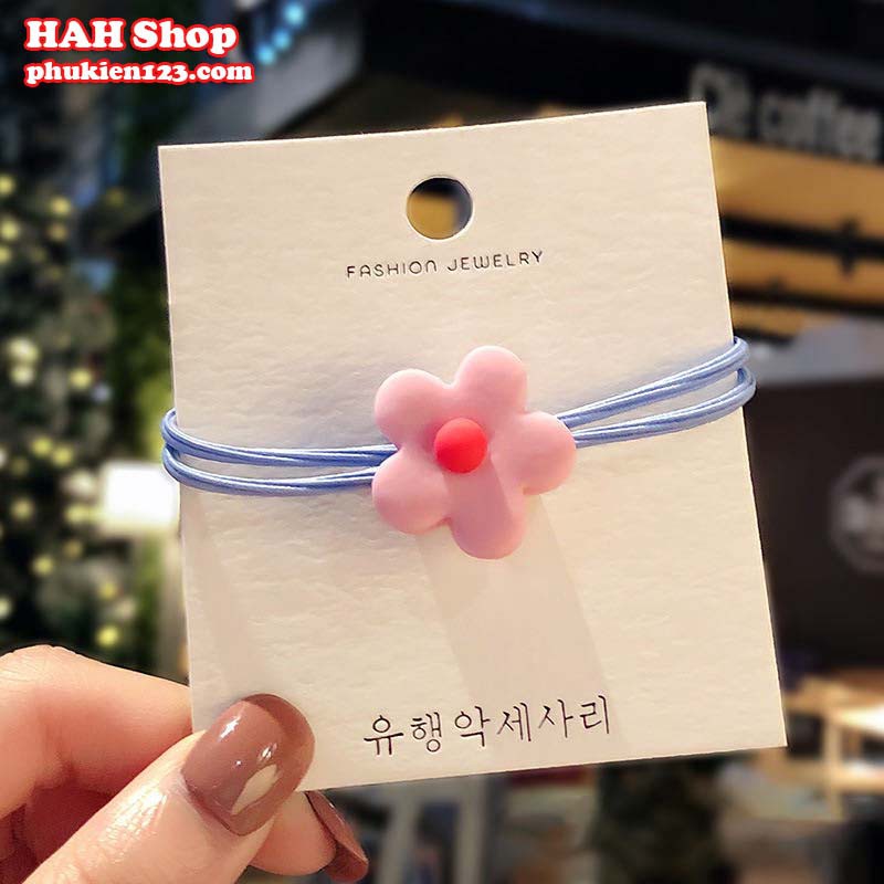 Dây buộc tóc hoa 5 cánh nhiều màu cột tóc cute phong cách Hàn Quốc