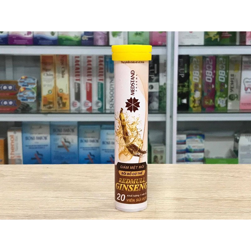 Redmull Ginseng medstand. Viên sủi giảm mệt mỏi từ nhân sâm và vitamin, tăng sức đề kháng (tuýp 20 viên)