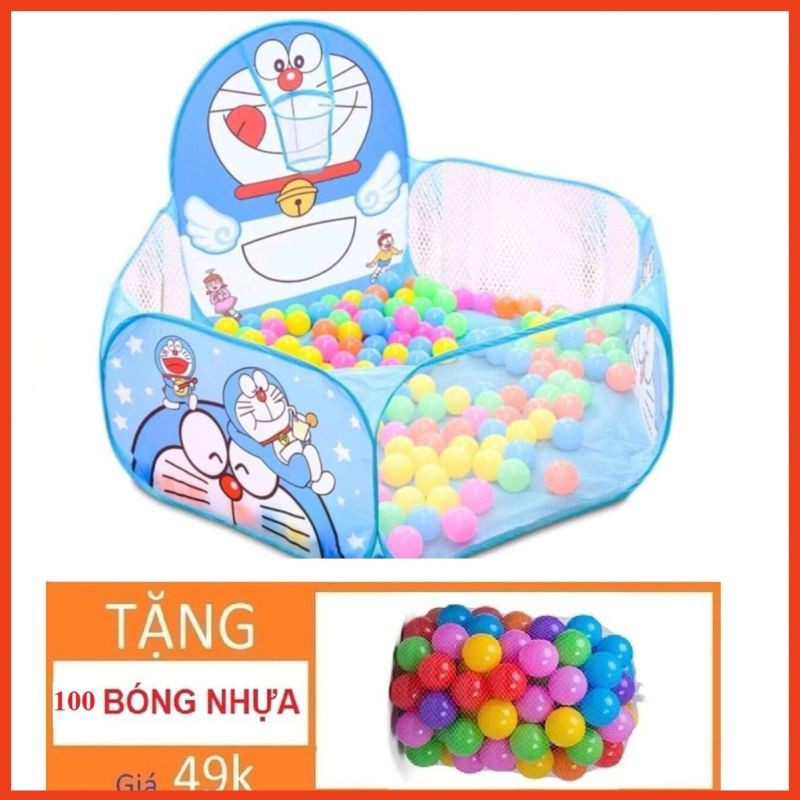 lều tặng kèm 100 bóng nhựa nhiều màu Cho bé hình Kity. đoremon