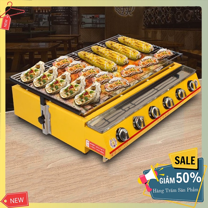 Bếp Nướng Hải Sản 6 Trụ - Bếp Gas Nướng Thịt BBQ 6 Họng Đốt Gas ET-K333