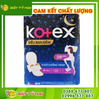 Băng vệ sinh Kotex Siêu Ban đêm 28cm ( gói 4 miếng )