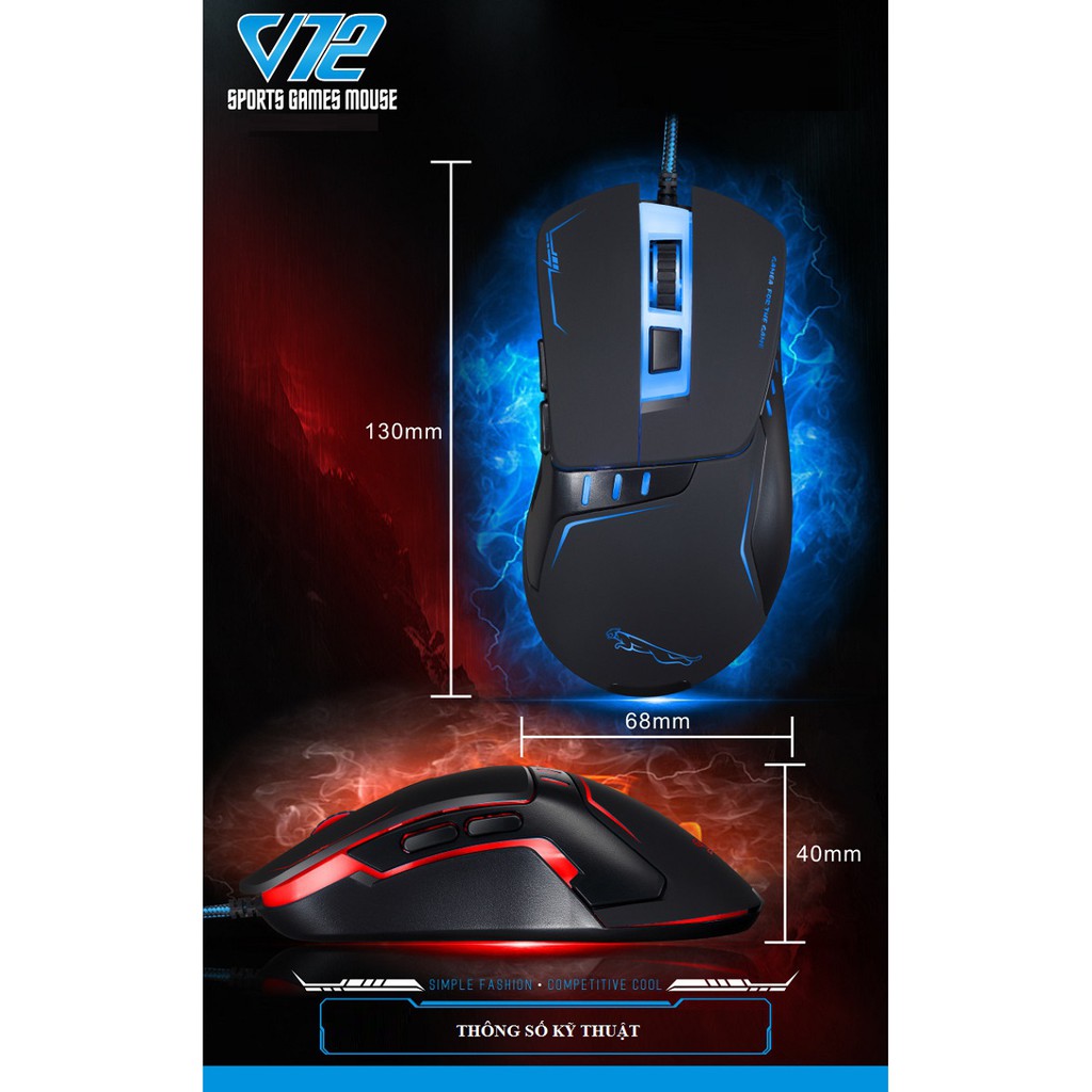 Chuột chơi game❤️FREESHIP❤️Chuột gaming dành cho các game thủ - Chuột có dây cao cấp Chasing leopard V12