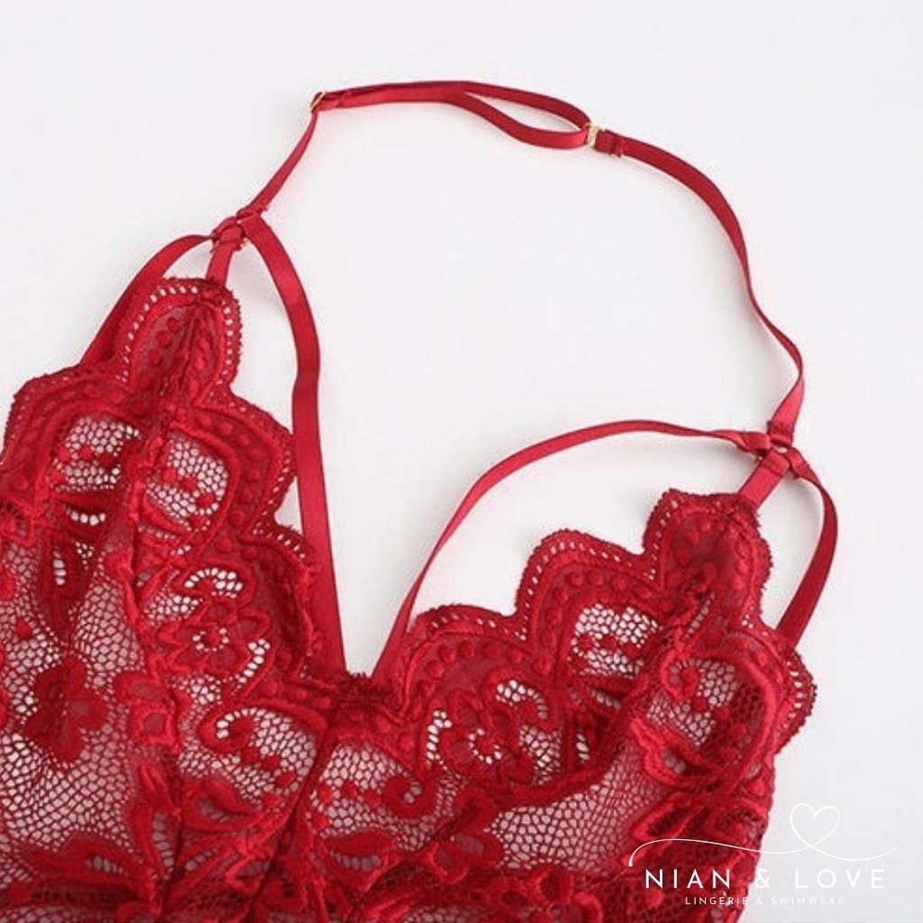 Đồ ngủ nữ, bodysuit sexy nữ NIAN&LOVE áo liền thân ren hoa mềm mại, co giãn 4 chiều, phong cách gợi cảm Freesize | BigBuy360 - bigbuy360.vn