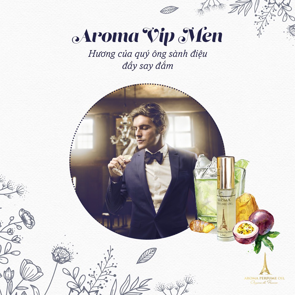 Tinh Dầu Nước Hoa Pháp Aroma 12ml 212 Vip Men - Sành điệu , Sang trọng , Lôi cuốn