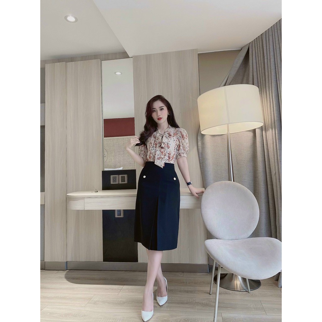 Chân váy dáng suông công sở dài tới gối xẻ  bên, chân váy công sở sang chảnh đẹp | BigBuy360 - bigbuy360.vn