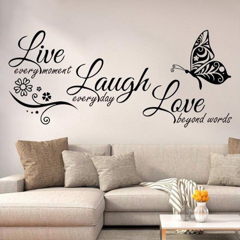 Miếng dán tường vinyl hình chữ LIVE LAUGH LOVE dễ thương , dễ chùi rửa