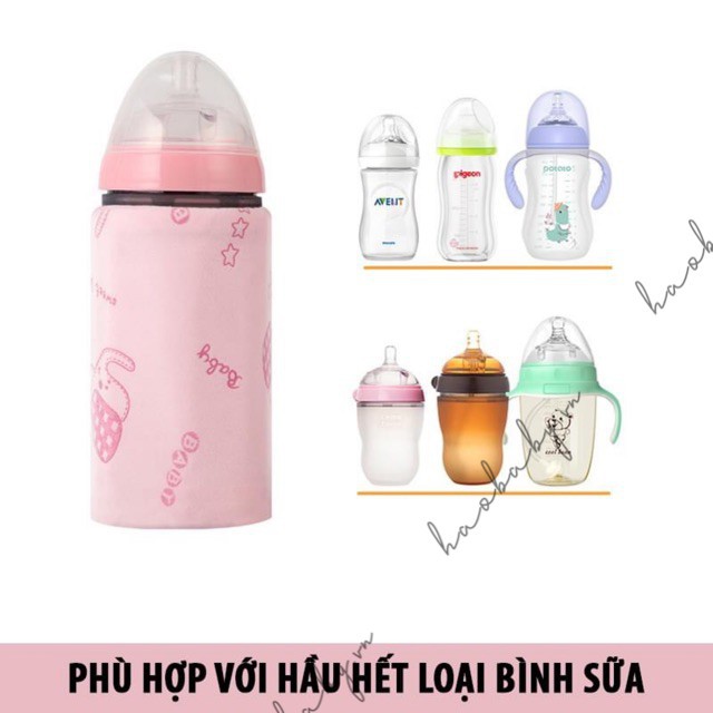 [Haobaby shop] Túi hâm sữa di động, ủ bình sữa thông minh, giữ nhiệt bình bằng USB cho bé