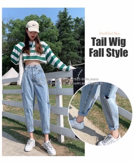 Quần baggy túi kiểu rách sườn