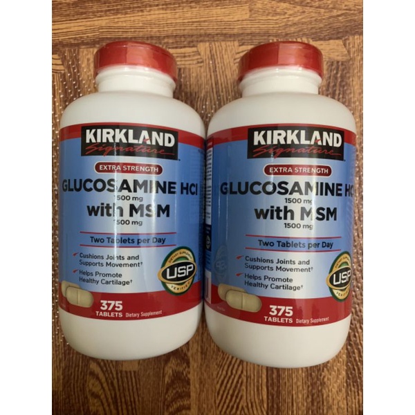 (Viên vàng) Viên uống Xương khớp Glucosamine HCL 1500mg with MSM 1500mg Kirkland 375 viên