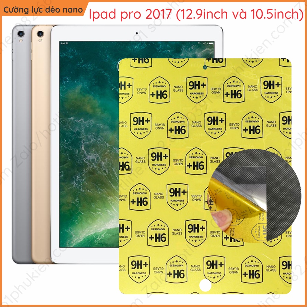 Dán cường lực ipad pro 12.9 inch 2017 / pro 10.5 inch 2017 nano dẻo chống bể kính, trong, nhám chống vân tay, bảo vệ mắt